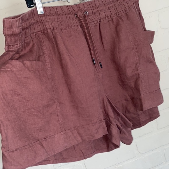 Athleta Cabo shorts linen pockets drawstring size 22 elastic waistband NEW - Picture 5 of 6